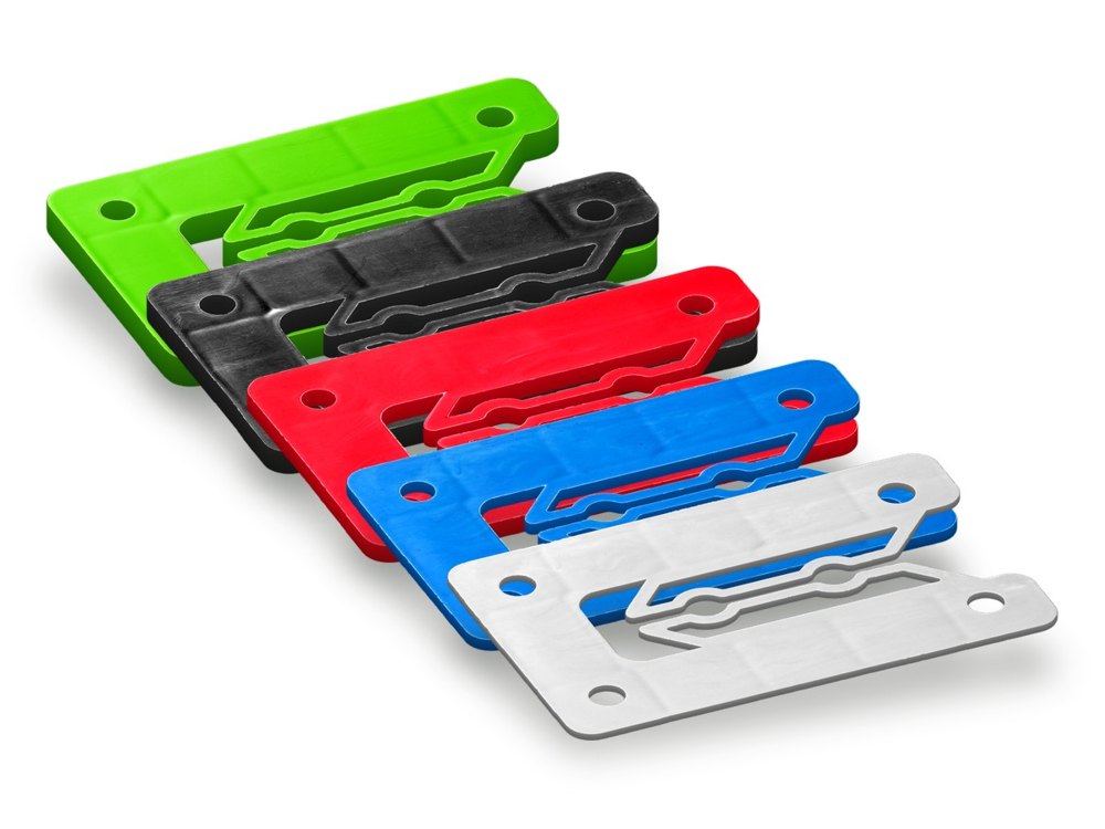 Slotted Montagefix packing shims in various colours